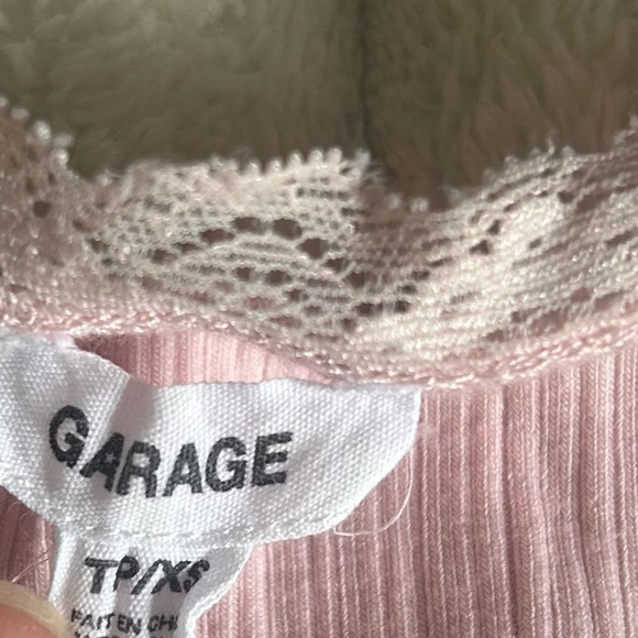Womens XS Garage Myla Scoop Blush Pink Lace Detail Short Sleeve Top - Picture 5 of 6